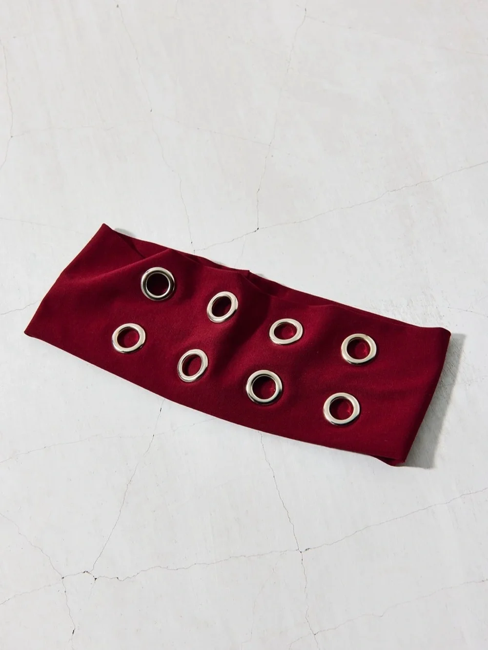 UO Grommet Dark Red Soft And Stretchy Knit Wide Headband